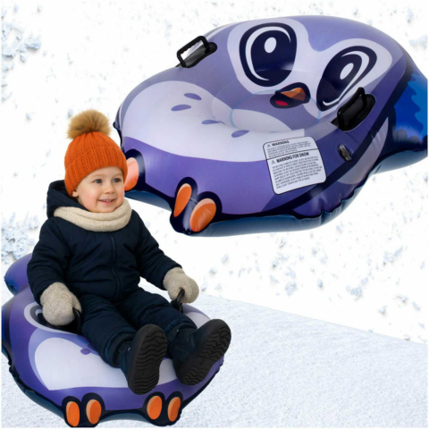 Jucării motrice și de exterior - Sanie gonflabila copii Purple Owl, PVC, cu manere, 110 kg, 95 x 103 cm