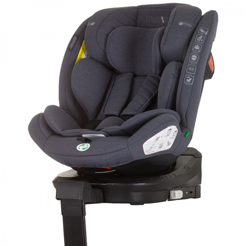 Carucioare, articole transport - Scaun auto Chipolino Tourino I-Size 40-150 cm granite cu sistem Isofix