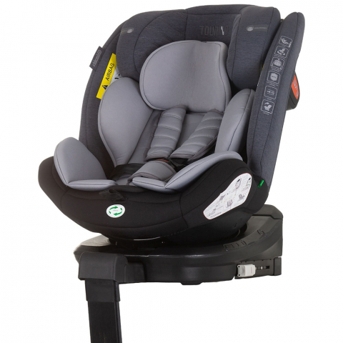 Carucioare, articole transport - Scaun auto Chipolino Tourino I-Size 40-150 cm grey mix cu sistem Isofix
