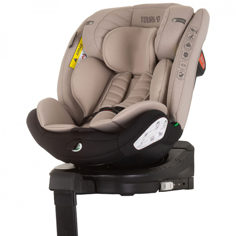 Carucioare, articole transport - Scaun auto Chipolino Tourino I-Size 40-150 cm macadamia cu sistem Isofix