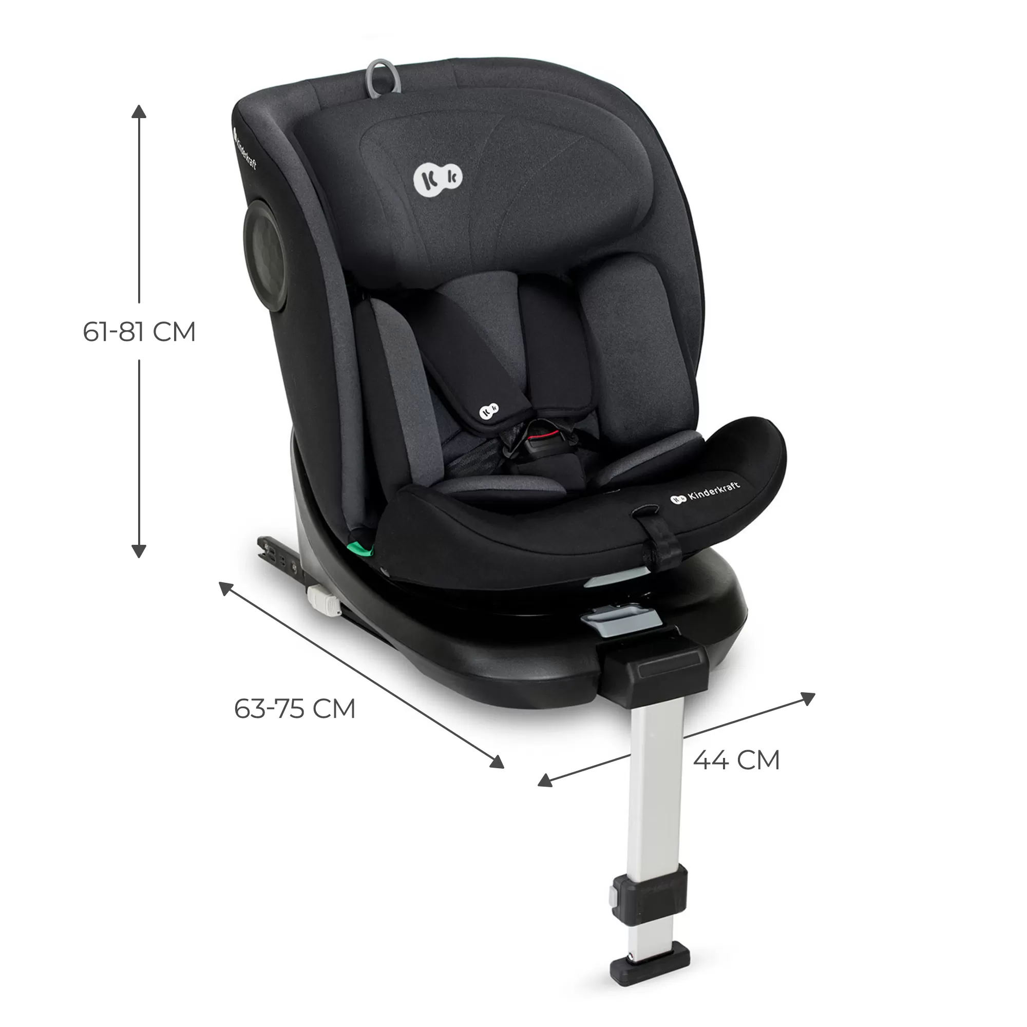 Scaun auto i-size, 40-150 cm, kinderkraft i-360, black, varsta de la 0 luni la 12 ani [8]