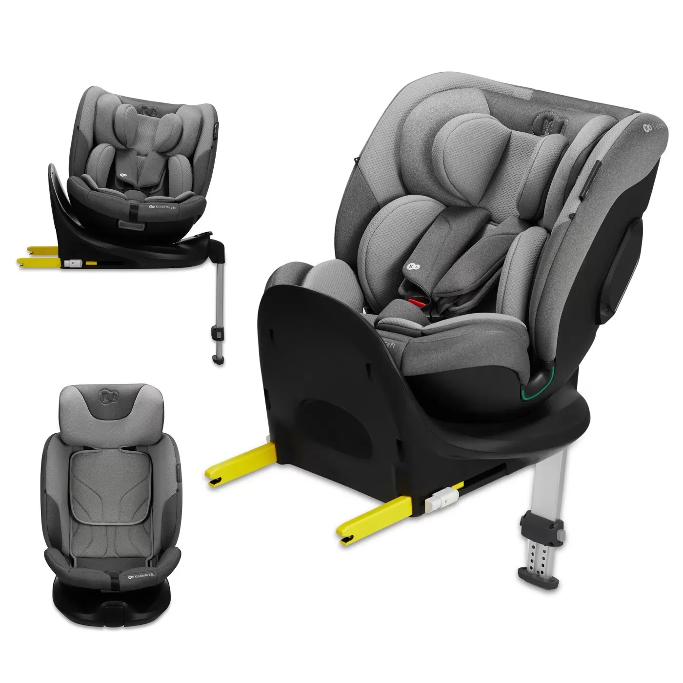 Scaun auto kinderkraft i-fix, i-size 40-150 cm, cool grey, varsta de la 0 luni la 12 ani [1]