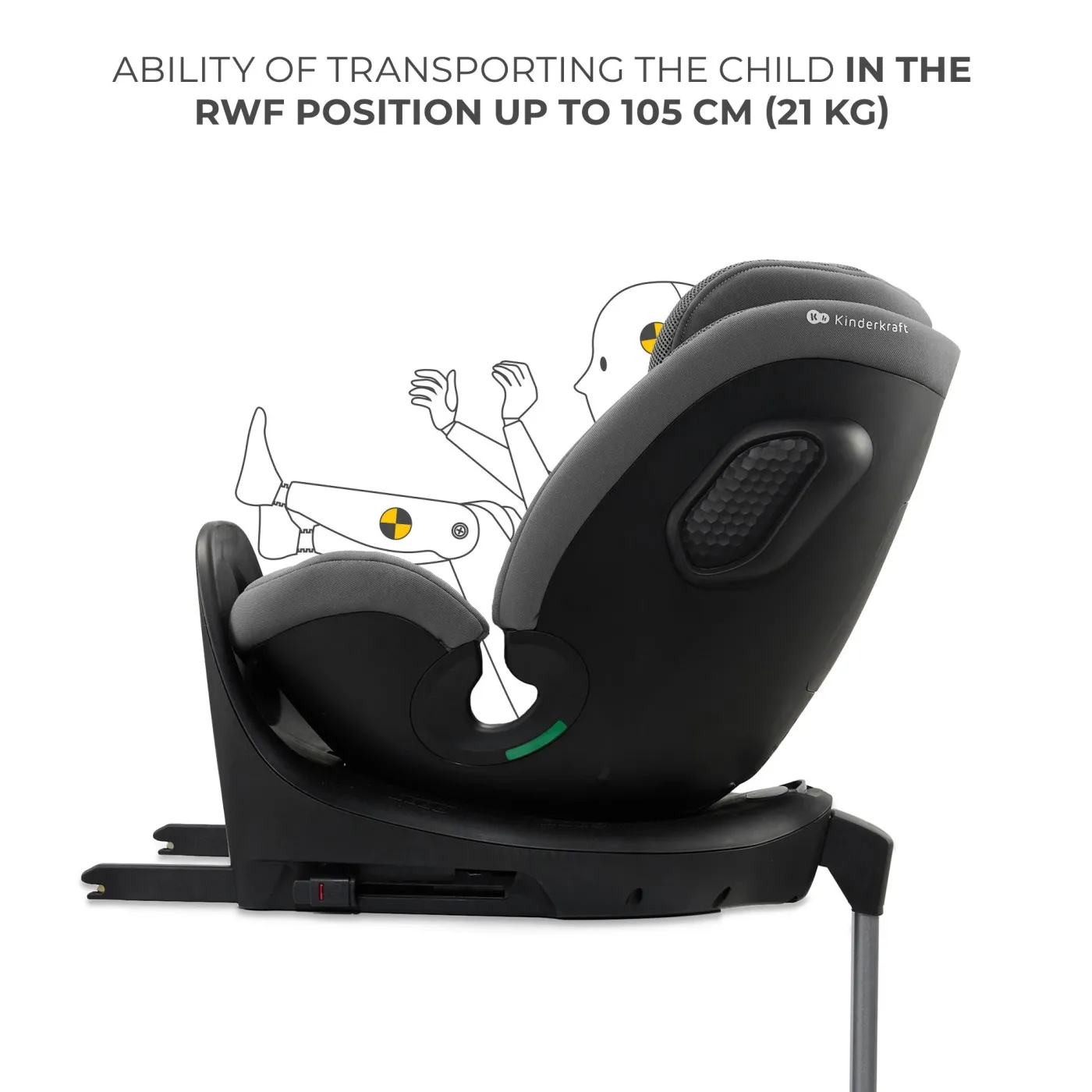 Scaun auto kinderkraft xrider 2 i-size 40-150 cm grey, copii varsta 0 luni pana la 3 ani [7]