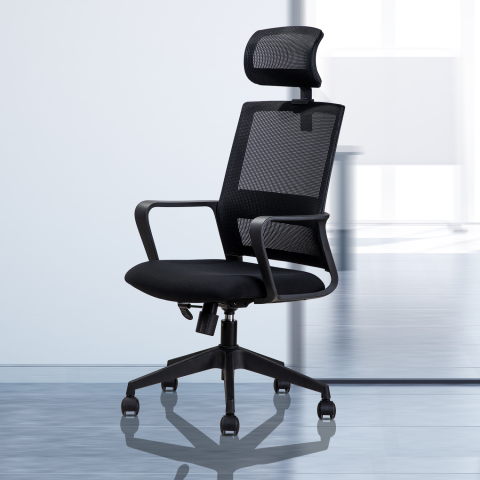 Scaun birou executive spatar mesh, sist roti nylon, tetiera 4503 deli [1]