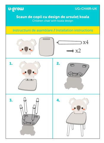 Scaun copii, mdf,design ursulet koala, u-grow [2]