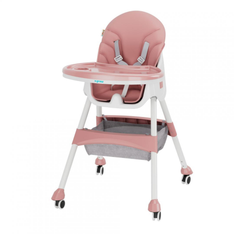 Diversificare si Ingrijire Bebe - Scaun de masa 2 in 1, pliabil, roz