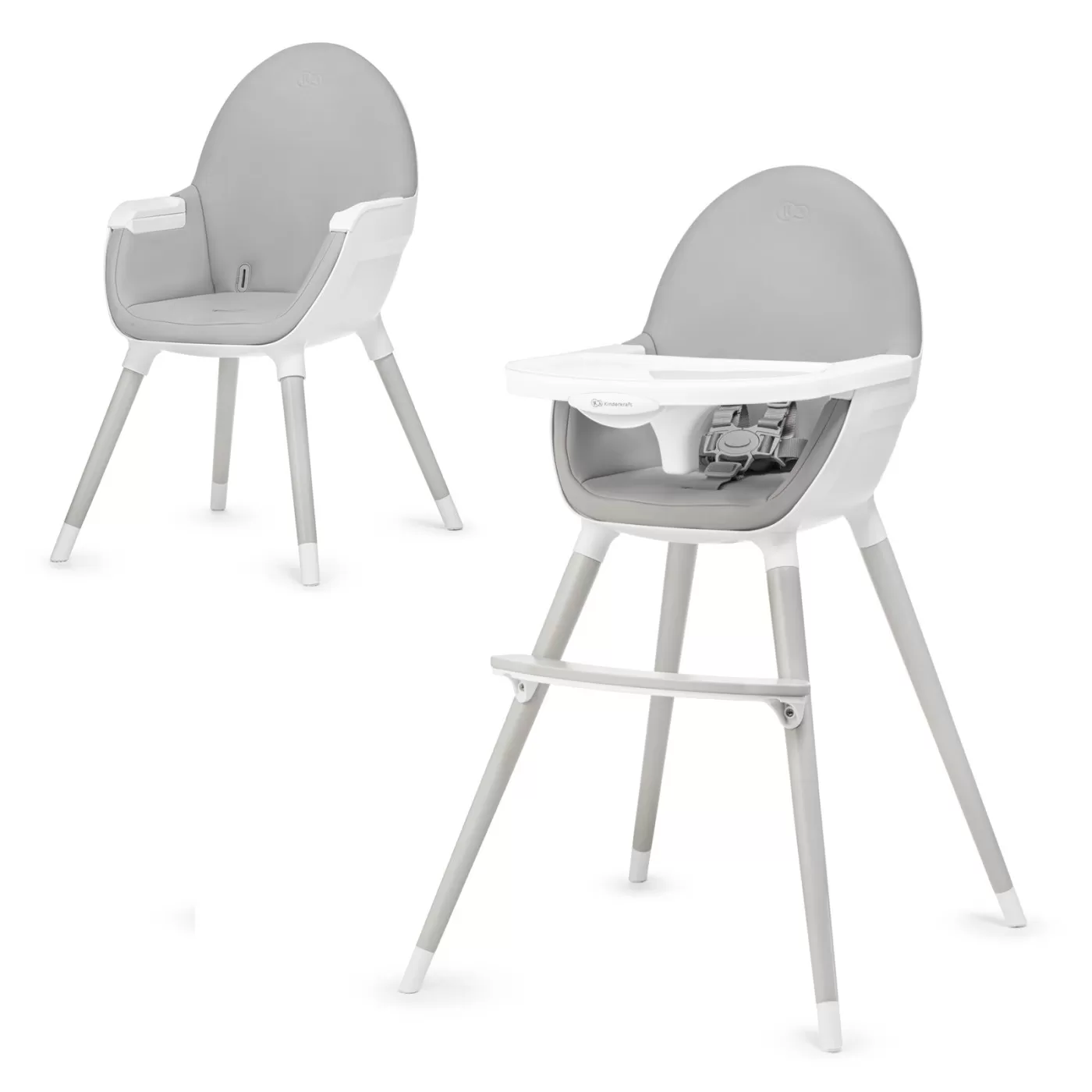 Diversificare si Ingrijire Bebe - Scaun de masa kinderkraft fini, 2 in 1, grey legs, varsta de la 6 luni la 3 ani