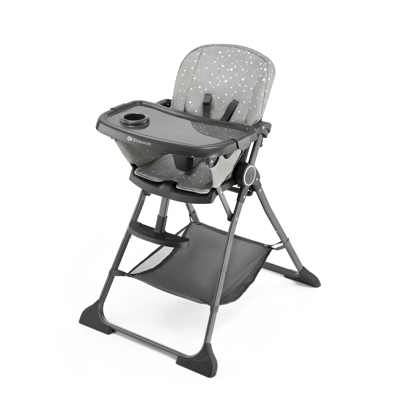 Diversificare si Ingrijire Bebe - Scaun de masa kinderkraft foldee, pliabil, grey, varsta de la 6 luni la 3 ani