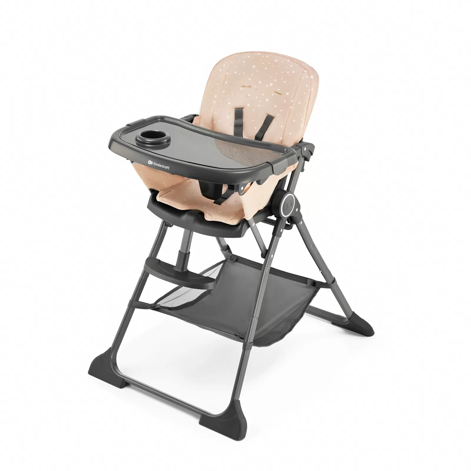 Diversificare si Ingrijire Bebe - Scaun de masa kinderkraft foldee, pliabil, pink, varsta de la 6 luni la 3 ani