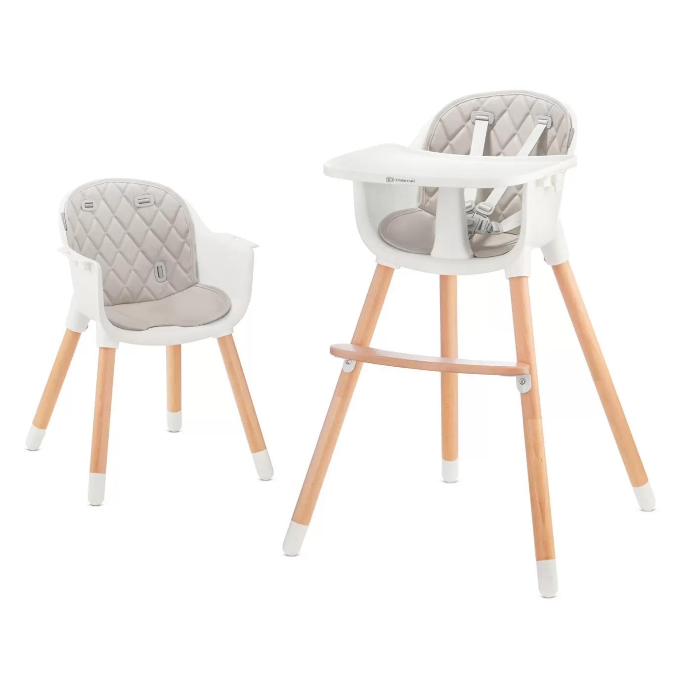 Diversificare si Ingrijire Bebe - Scaun de masa kinderkraft sienna, 2 in 1, grey, varsta de la 6 luni la 4 ani