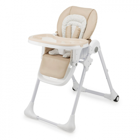 Diversificare si Ingrijire Bebe - Scaun de masa kinderkraft tummie, pliabil, beige, varsta de la 6 luni la 3 ani