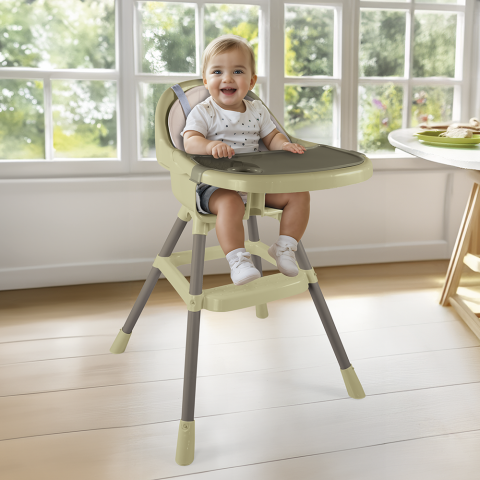 Diversificare si Ingrijire Bebe - Scaun de masa premium cu perna - Verde Eco