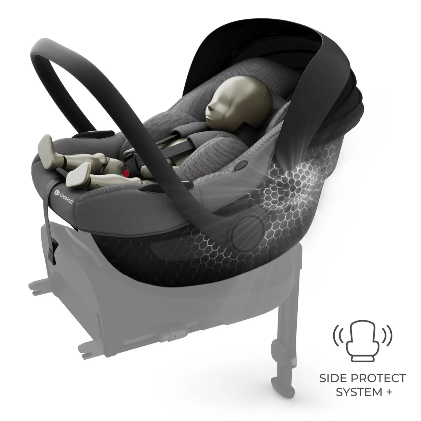 Scoica auto kinderkraft i-lite cu baza endura safe fx grey, copii varsta 0 luni pana la 1 an [8]