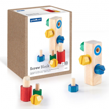 Jucării și Jocuri pentru copii - Screw Block, joc de indemanare cu suruburi, Guidecraft, 2+ ani