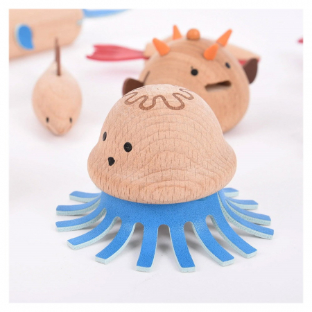 Sea Creatures, set 10 animale marine din lemn, 3-7 ani [3]