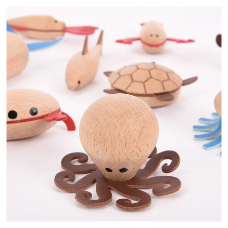 Sea Creatures, set 10 animale marine din lemn, 3-7 ani [4]