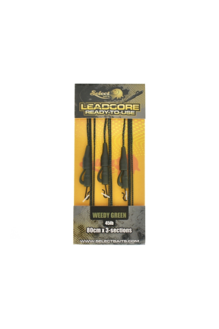 Pescuit si vanatoare - Select Baits Lead Clip Leadcore Leaders 80cm - 45lb - Weed Green