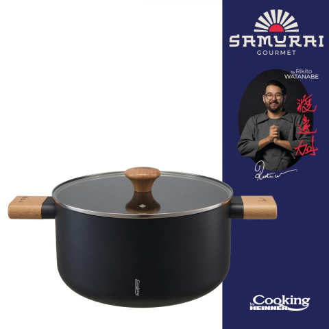 Vase pentru gatit - Semioala aluminiu + capac 24x12.5 cm, 5.3 l, rikito watanabe, samurai gourmet, cooking by heinner