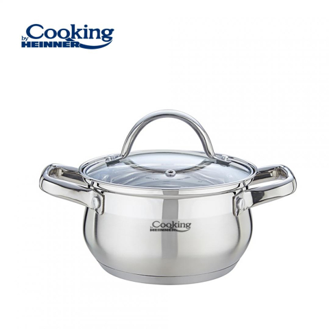 Vase pentru gatit - Semioala inox+capac 18 x 10.5 cm, 2.6 l, amira, cooking by heinner