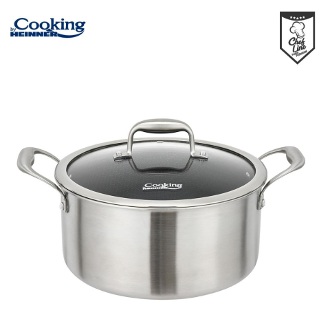 Oale si cratite - Semioala inox+capac sticla in 3 straturi 28x13 cm, 7 l, titanium3, cooking by heinner