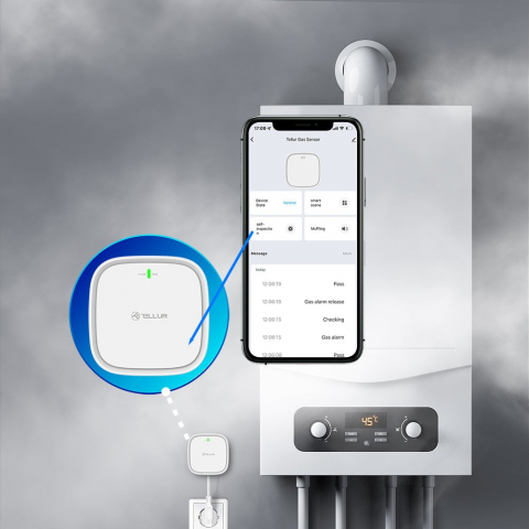 Senzor de gaz WiFi Tellur Smart, DC12V 1A, Alb [3]
