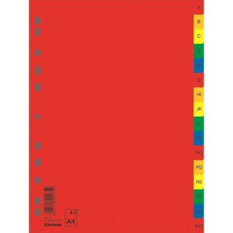 Birotică și Papetărie - Separatoare A4 plastifiate DONAU index alfabetic A-Z color 120 microni   