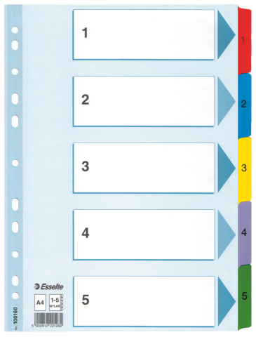 Birotică și Papetărie - Separatoare index carton 1-5 mylar esselte