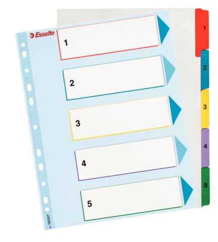 Separatoare index carton 1-5 reinscriptibil esselte [1]