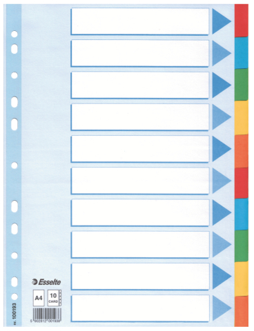 Birotică și Papetărie - Separatoare index carton 10 coli standard esselte