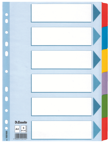 Birotică și Papetărie - Separatoare index carton 6 coli  mylar esselte