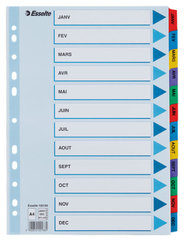 Birotică și Papetărie - Separatoare index carton ian-dec mylar esselte