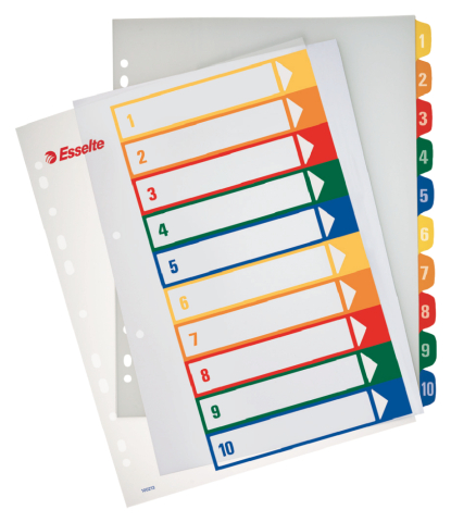 Birotică și Papetărie - Separatoare index plastic 1-10 imprimabil esselte