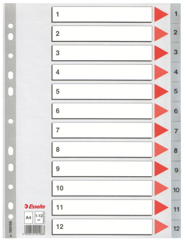 Birotică și Papetărie - Separatoare index plastic 1-12 esselte