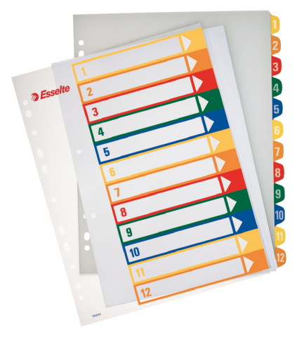 Birotică și Papetărie - Separatoare index plastic 1-12 imprimabil esselte