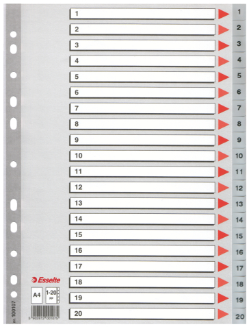 Birotică și Papetărie - Separatoare index plastic 1-20 esselte
