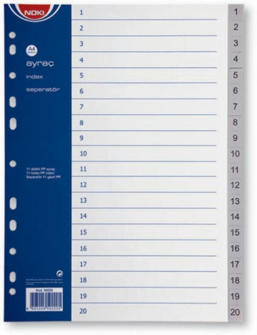 Birotică și Papetărie - Separatoare index plastic 1-20 noki