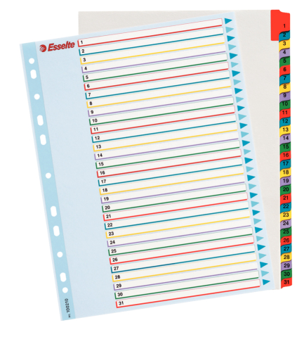 Birotică și Papetărie - Separatoare index plastic 1-31 reinscriptibil esselte