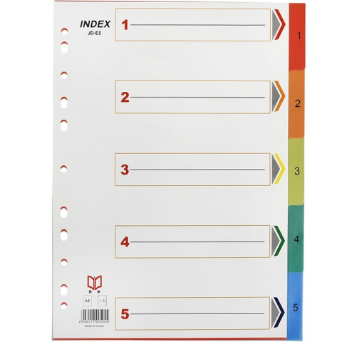 Birotică și Papetărie - Separator plastic CNX, A4, set 5 culori