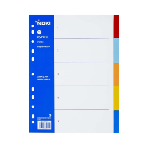 Birotică și Papetărie - Separator plastic Noki 59115, A4, set 5 culori