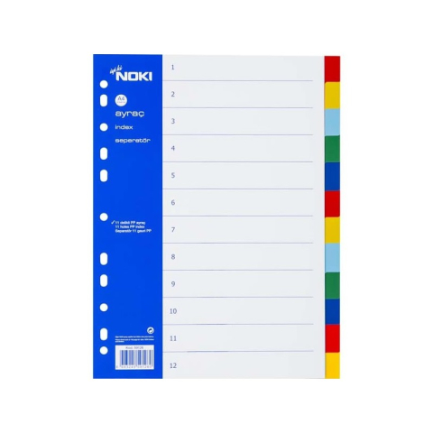 Birotică și Papetărie - Separator plastic Noki 59126, A4, set 12 culori