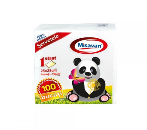 Detergenti si Curatenie - Servetele de masa albe 25x25cm 100/set
