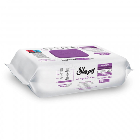 Prosoape de bucatarie si servetele - Servetele umede multisuprafete Sleepy, cu otet si bicarbonat, Orchid Garden, 100 buc
