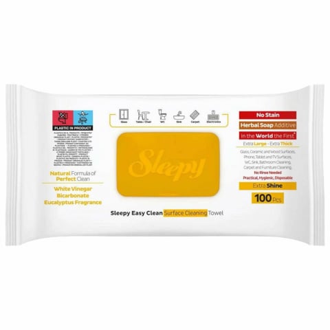 Solutii suprafete bucatarie - Servetele Umede Sleepy, 100 Buc, Otet si Bicarbonat, Herbal Soap