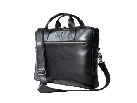 Servieta din piele naturala, premium, pentru  laptop 14", stil elegant, culoare negru [3]