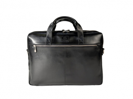 Birotică și Papetărie - Geanta dubla din piele naturala, pentru laptop 15,6", 2 compartimente, rezistenta, eleganta, culoare negru