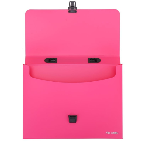 Servieta plastic Deli B500 02, cu maner, A4, 4cm, culori neon [1]