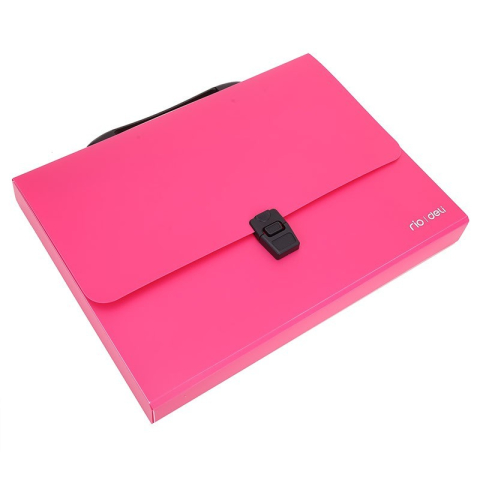 Servieta plastic Deli B500 02, cu maner, A4, 4cm, culori neon [4]