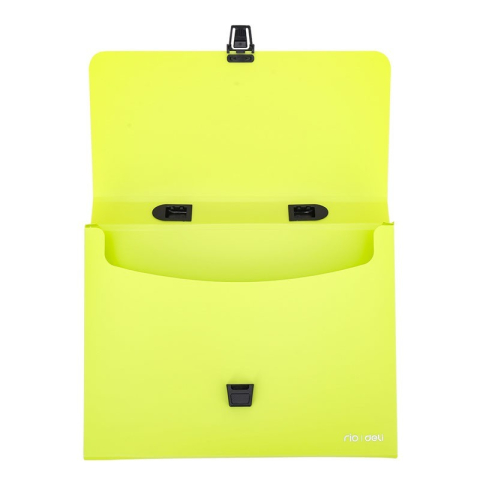 Servieta plastic Deli B500 02, cu maner, A4, 4cm, culori neon [3]