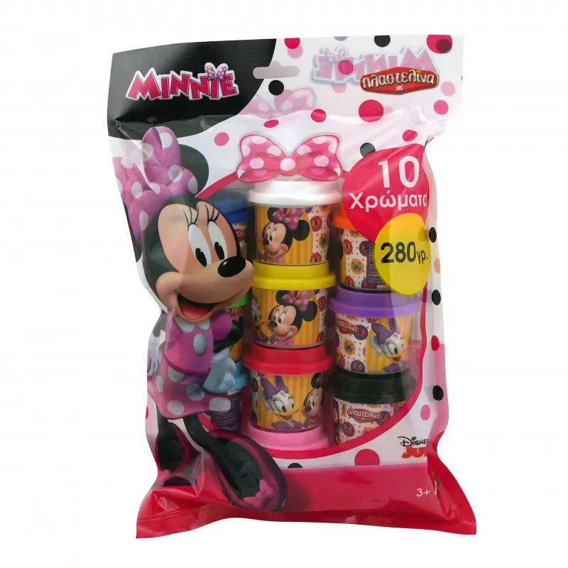 Cadouri Jucării Copii Grădiniță - Set borcanase cu plastilina 28 gr, Minnie, 10 buc/set As Toys, varsta de la 3 ani la 7 ani