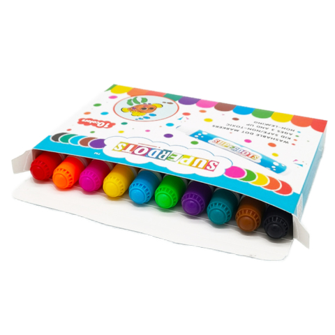 Set 10 Carioci SuperDot Markers JIRHUI, Varf 18mm, Pictura si Desen pentru Copii [3]